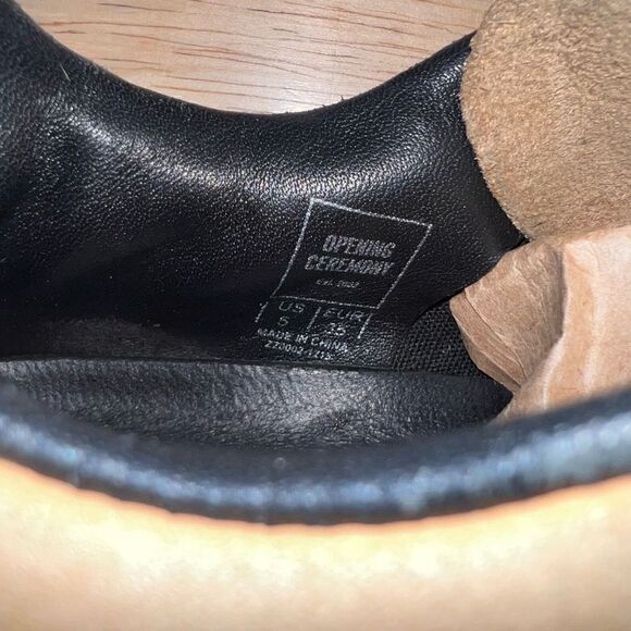 Opening Ceremony Iggy Athleisure Sneaker Exposed Seams Tan Black White Women’s 5 - Picture 9 of 13